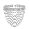 Rhinestone Chain Tassel Choker Necklace For Women Chunky layer Crystal Pendant Choker Collar Jewelry Colliers