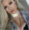 Rhinestone Necklace Choker Jewelry Crystal Fringe Tassel Collar Chokers Necklace Silver Gold Women Night Club Necklace
