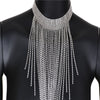 Rhinestone Necklace Choker Jewelry Crystal Fringe Tassel Collar Chokers Necklace Silver Gold Women Night Club Necklace