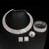 Luxury Romantic Crystal Wedding Jewelry Sets Silver Color Bridal Necklace Earrings Bracelets Ring Sets For Women W001