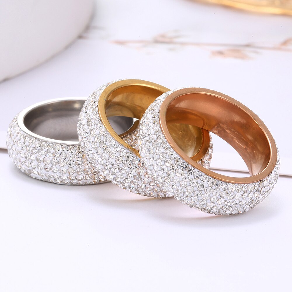 Silver Color Crystal Stainless Steel Ring For Woman Finger Trendy Engagement Wedding Ring Charms Jewelry Gifts 2022