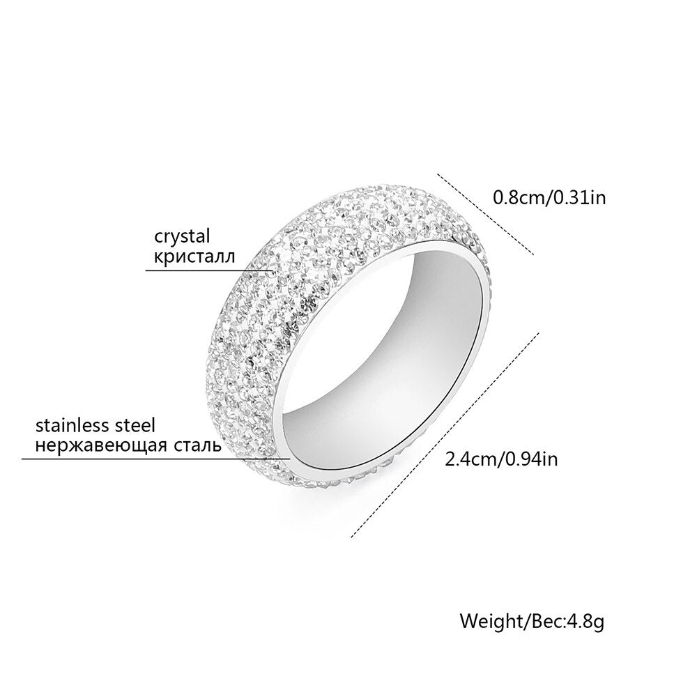 Silver Color Crystal Stainless Steel Ring For Woman Finger Trendy Engagement Wedding Ring Charms Jewelry Gifts 2022