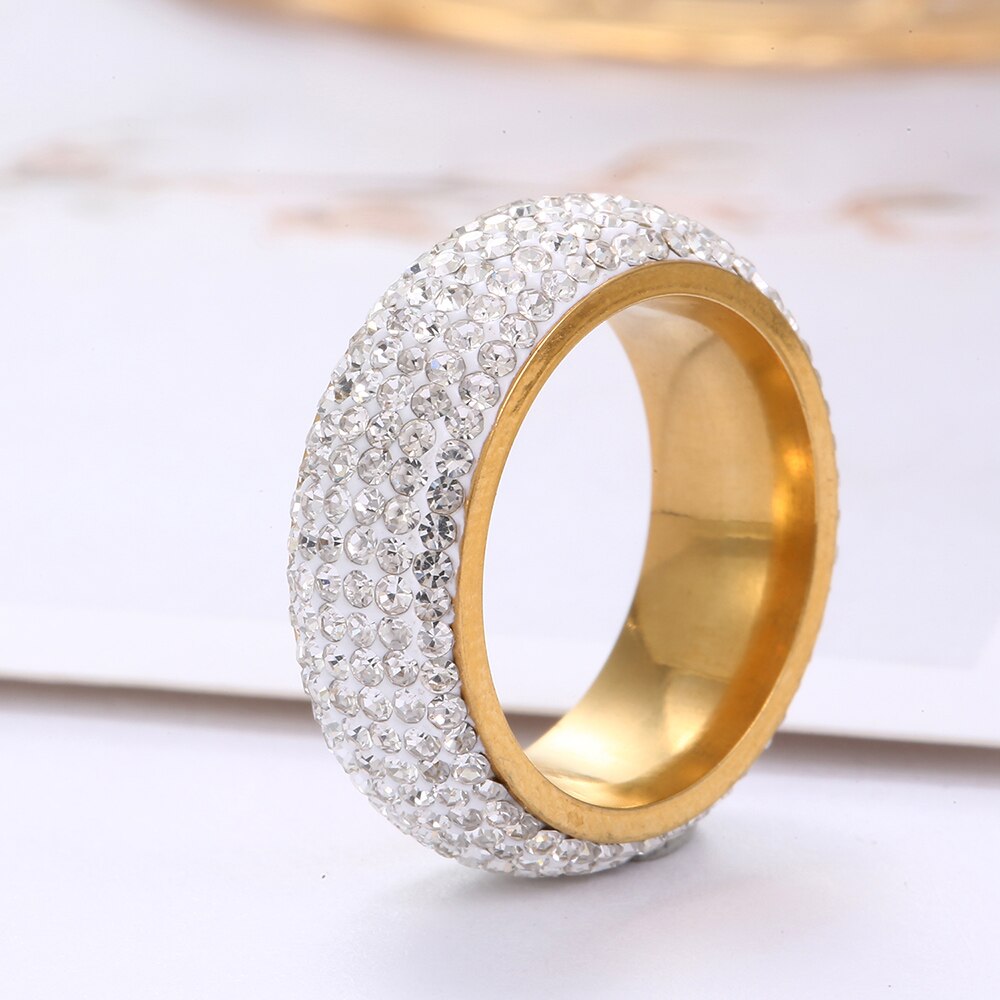 Silver Color Crystal Stainless Steel Ring For Woman Finger Trendy Engagement Wedding Ring Charms Jewelry Gifts 2022