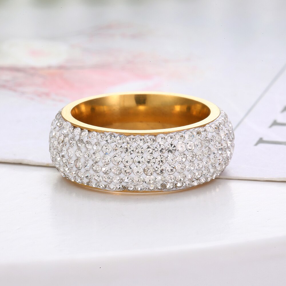 Silver Color Crystal Stainless Steel Ring For Woman Finger Trendy Engagement Wedding Ring Charms Jewelry Gifts 2022