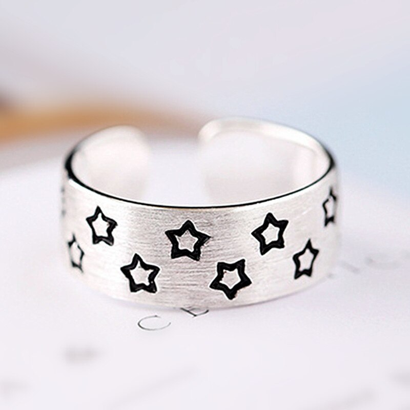 Silver Colour Star Rings For Woman Engagement Jewelry And Accessories Chrismas  Items GaaBou Jewellery
