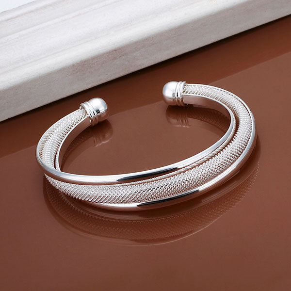 Luxury Silver Plated Cuff Bracelets&Bangles Top New Brand Crystal Simple Twisted Love Charm Bracelet For Women Jewelry