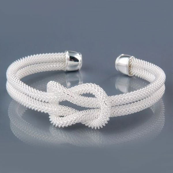 Luxury Silver Plated Cuff Bracelets&Bangles Top New Brand Crystal Simple Twisted Love Charm Bracelet For Women Jewelry
