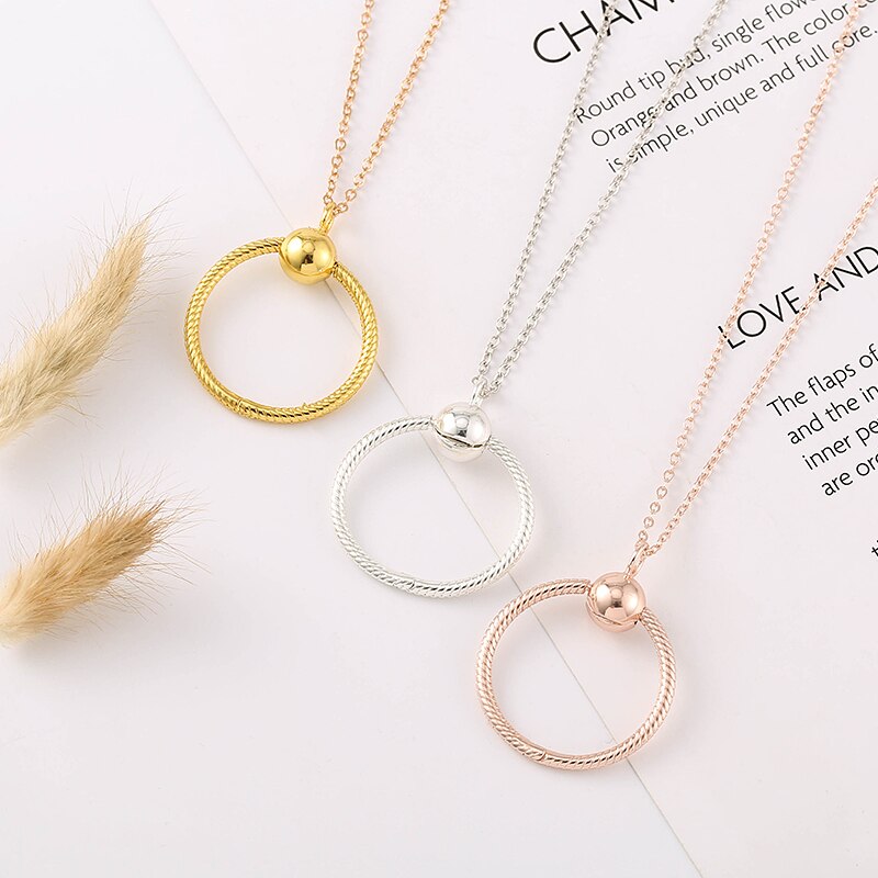 Silver Plated Necklace Brand Jewelry With Round &amp; Heart Pendant Necklace for Women Lover Anniversary Gift Special Offer