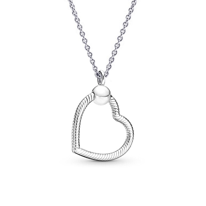 Silver Plated Necklace Brand Jewelry With Round &amp; Heart Pendant Necklace for Women Lover Anniversary Gift Special Offer