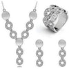 Luxury Silver Wedding Jewelry Sets For Woman Fashion Rhinestone Pendants Necklace Earrings Ring 3pcs Sets Bridal Fine Gifts