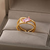 Square Crystal Stone Rings For Women Open Adjustable Cubic Zirconia Ring Party Engagement Wedding Jewerly Couple Gift