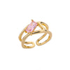 Square Crystal Stone Rings For Women Open Adjustable Cubic Zirconia Ring Party Engagement Wedding Jewerly Couple Gift