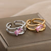 Square Crystal Stone Rings For Women Open Adjustable Cubic Zirconia Ring Party Engagement Wedding Jewerly Couple Gift