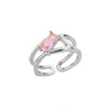 Square Crystal Stone Rings For Women Open Adjustable Cubic Zirconia Ring Party Engagement Wedding Jewerly Couple Gift