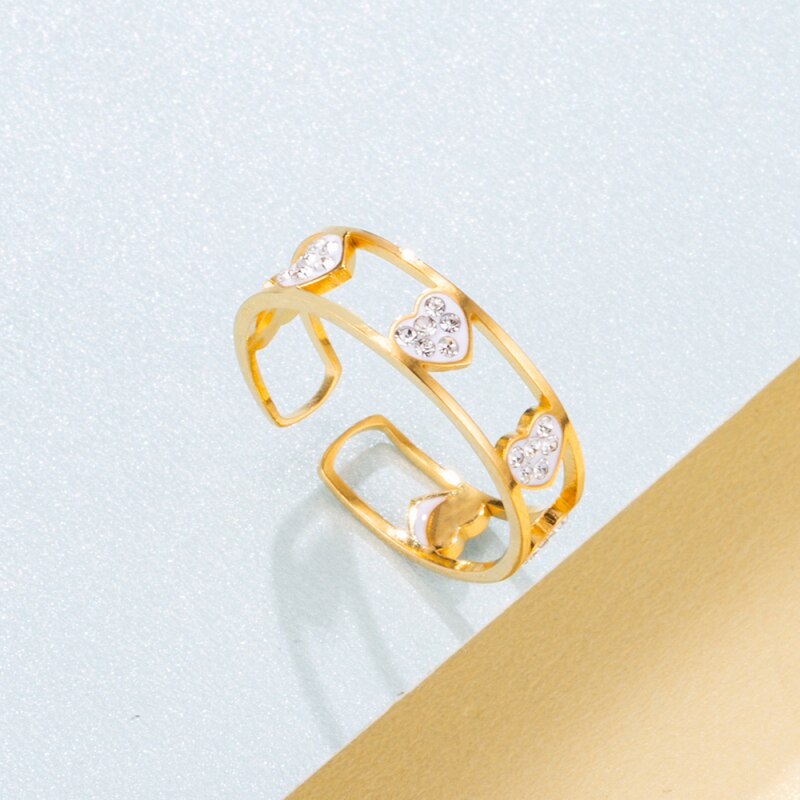 Stainless Steel Women's Rings Gold Silver Color Open Adjustable Rings For Female Trendy Jewelry 2022