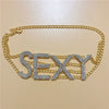 Statement SEXY NASTY Letter Crystal Choker necklace for Women Multilayer Bib Collar Necklace Rhinestone Party Jewelry