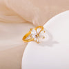 Luxury Zircon Flower Rings for Women Stainless Steel Cubic Zirconia Floral Couple Ring Wedding Band Engagement Jewelry anillos