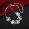 designer 925 Stamped Silver Beautiful Flowers Pendant Necklace For woman party wedding Jewelry Christmas gifts