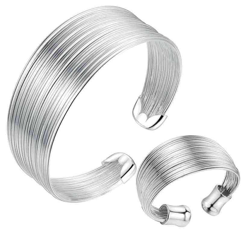 designer 925 sterling Silver Retro bangle rings Bracelets for women Party wedding accessories Jewelry set gifts