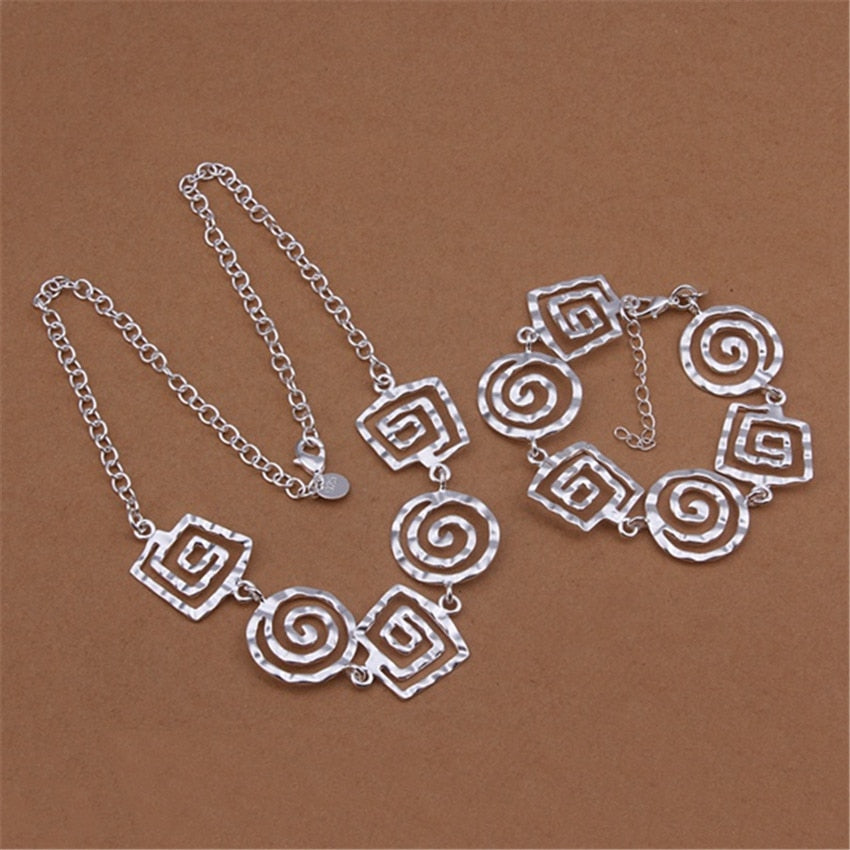 designer 925 sterling Silver fine classic thread bracelets neckalce for women Party wedding Jewelry sets Gifts