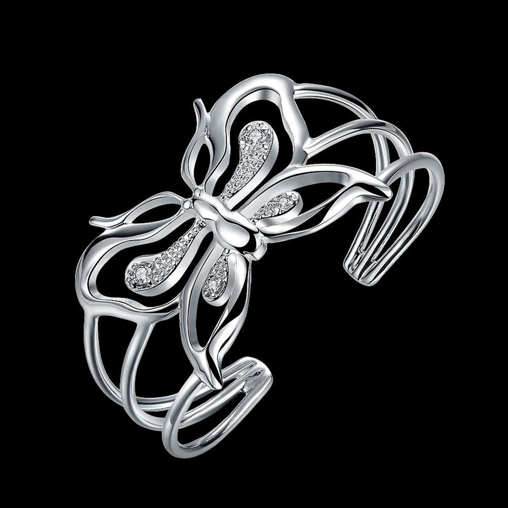 designer Big Butterfly crystal wide 925 sterling Silver bangles for Women wedding Party noble Jewelry Gifts