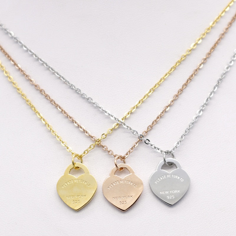 Luxury forever Love Necklace Women paragraph clavicle Necklace Gold Peach Heart Pendant brand tiff style Necklace Fine Jewelry