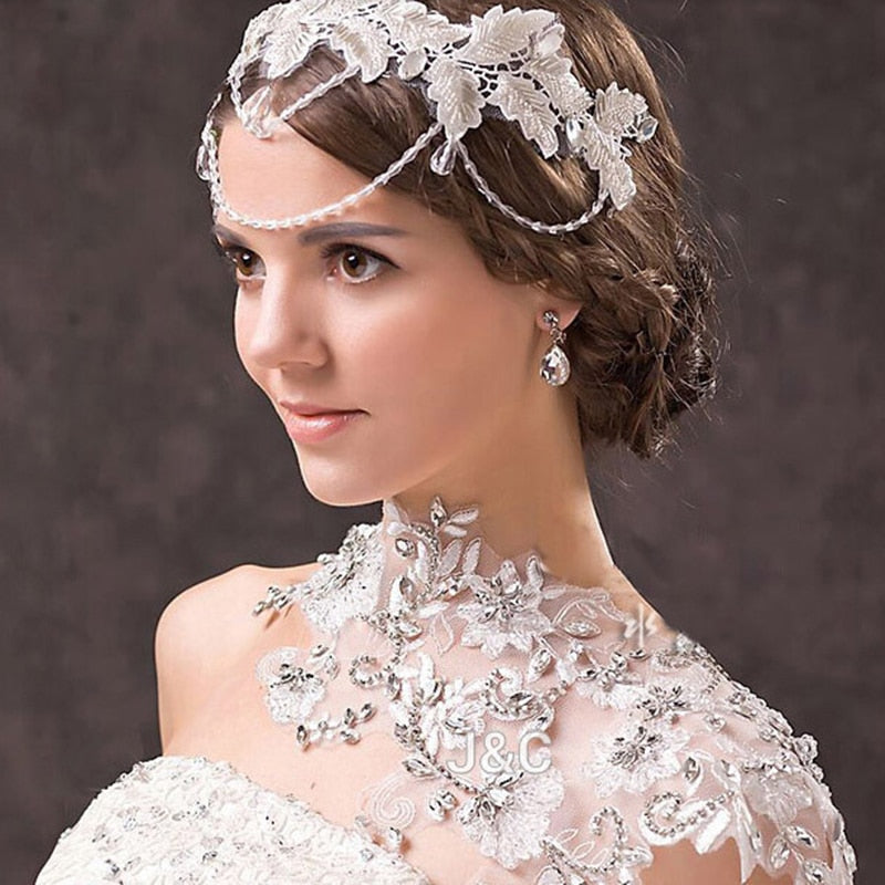 Luxury lace bridal jewelry shoulder chain accessories fine jewelry vintage bridal lace crystal christmas gift