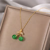 Lvzhu Cherry Stainless Steel Necklace Women's Gold Anti-Fading Pendant  Women's Necklace Stainless Ornament