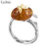 Classic Amber Butterfly Rings 925 Sterling Silver Fine Jewelry For Women Silver 925 Jewelry Wedding Jewelry