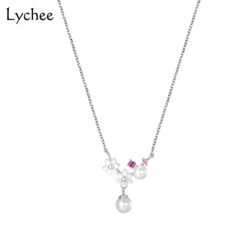 Japanese Plum Blosso Chain Pendant Necklace 925 Sterling Silver Fine Jewelry For Women Link Chain Fashion Jewelry