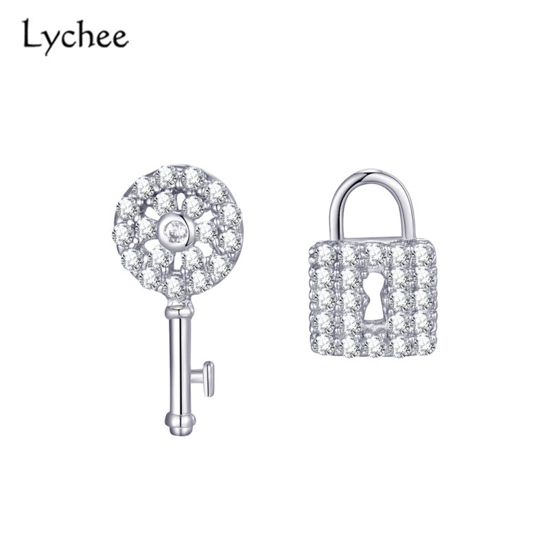 Key Lock Natural Zircon Chain Pendant Necklace 925 Sterling Silver Necklace For Women Silver 925 Jewelry Fine Jewelry