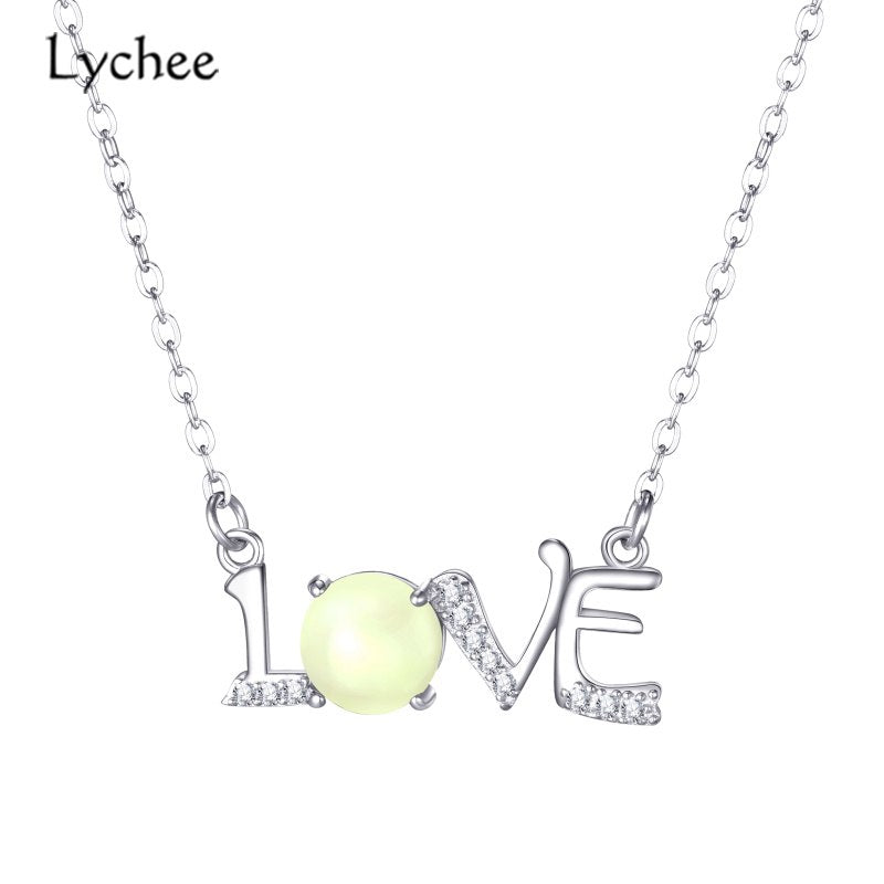 Love Natural Rose Quartz Women Pendant Necklace 925 Sterling Silver Fine Jewelry Chain Silver 925 Jewelry Fashion