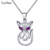 Natural Gemstone Ruby Zircon Fox Women Pendant Necklace 925 Sterling Silver Fine Jewelry Silver 925 Jewelry Fashion
