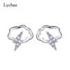 Trendy Lightning Cloud Natural Zircon Stud Earrings 925 Sterling Silver Fine Jewelry For Women Party Fashion Jewelry