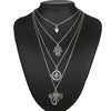 Woman Boho Statement Necklace Vintange Leaves Shape Elephant Long Chain Necklaces Silver Pendant Holid Fashion Jewelry