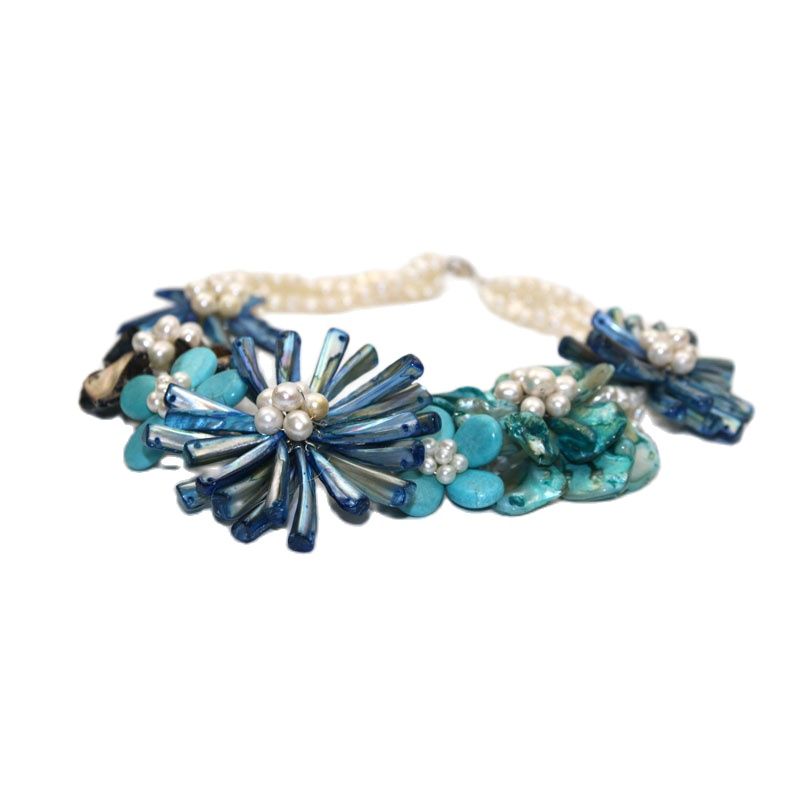 MADALENA SARARA European American Festival Freshwater Pearl Necklace And Shell Flower Necklace 18