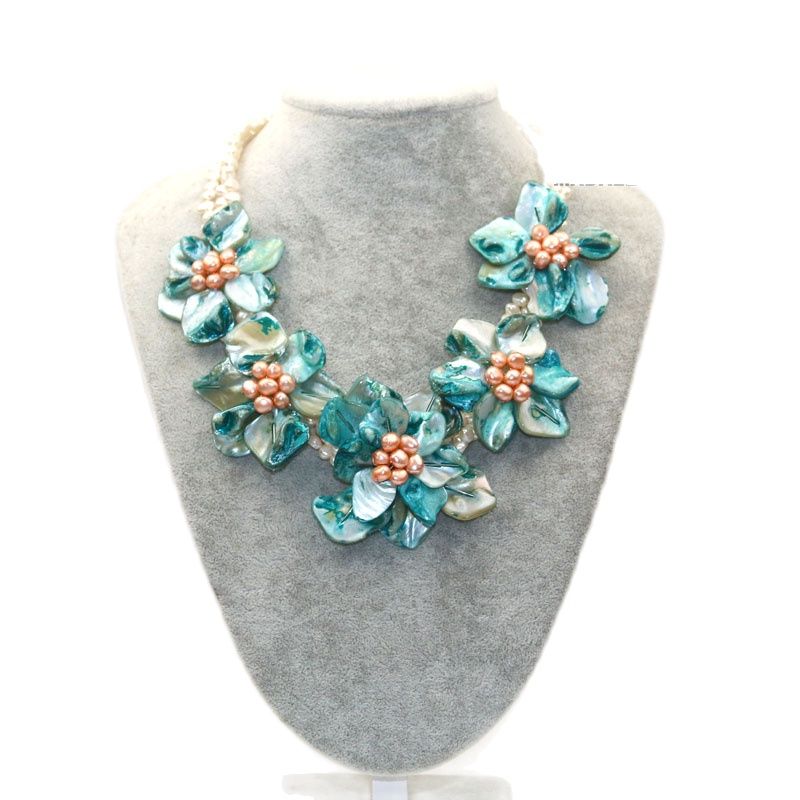 MADALENA SARARA European American Festival Freshwater Pearl Necklace And Shell Flower Necklace Colorful Multi-row Personality