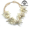 MADALENA SARARA European American White Freshwater Pearl Necklace Five Shell Flower Multi-rows Necklace Personality