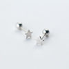 Small Smooth Star Pure 925 Sterling Silver Screw Stud Earrings For Women Girls Kids Mini Minimalist Jewelry Love Gifts