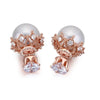 Brand 2020 New Fashion Big Round Pearl Rose Gold Color Stud Earrings For Women Zircon Earrings Wedding Jewelry Gift