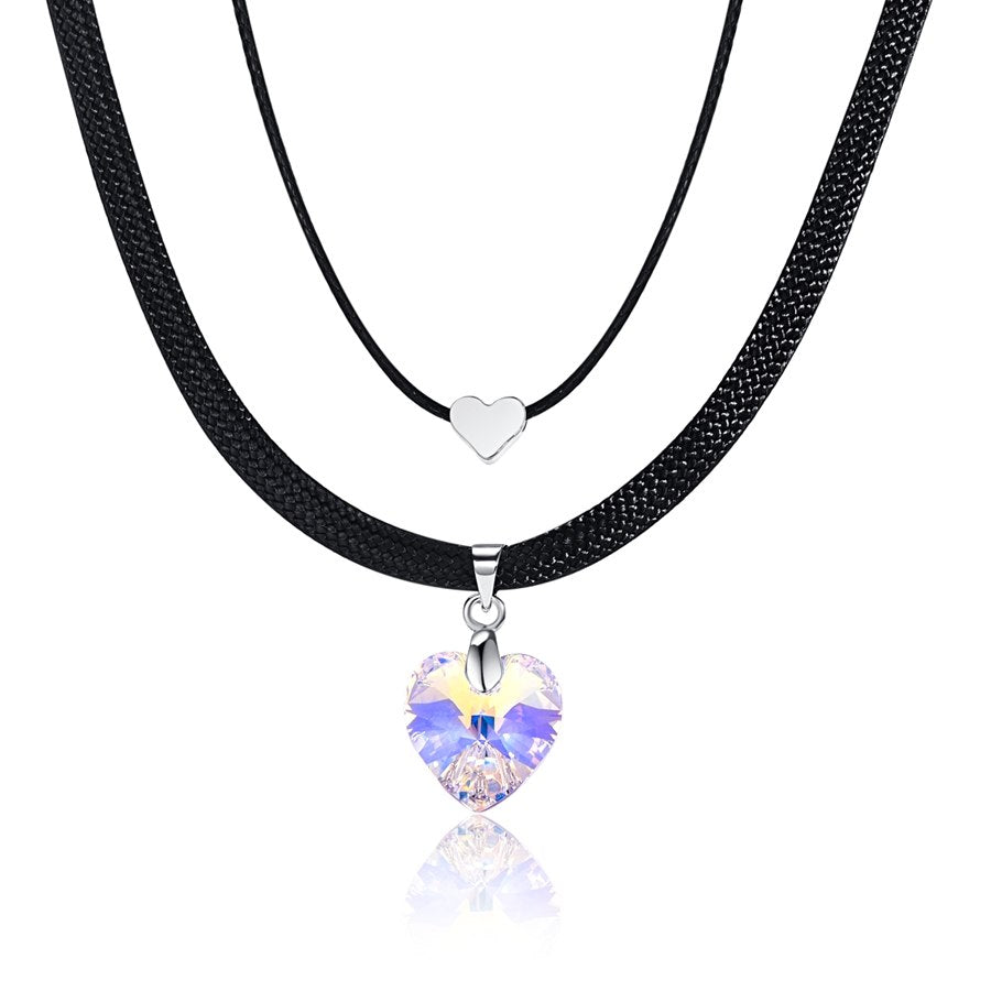 Heart Crystal From Swarovski Fashion Chokers Necklaces For Women Double Rope Chain Statement Necklaces Wedding Jewelry