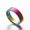MANGOSKY Classic Men Women Rainbow Colorful Ring Titanium Steel Wedding Band Ring Width 6mm Size 6-12 Gift WTR93
