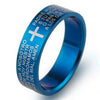 MANGOSKY    Cross Scripture Titanium Steel Ring for Men and Women