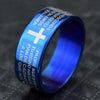 MANGOSKY    Cross Scripture Titanium Steel Ring for Men and Women