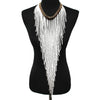 Bohemian Style Design Women Fashion Charm Jewelry Resin Bead Handmade Long Tassel Statement Link Chain Choker Necklace