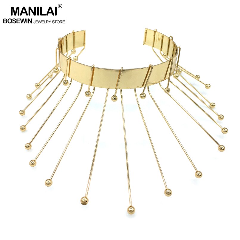 MANILAI Brand Unique Design Rock Metal Statement Necklaces Women Jewelry Collar Big Choker Gold Color Alloy Torques 2021