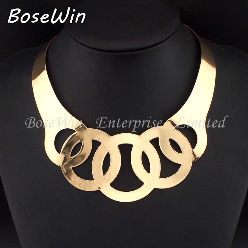 Brand Women Alloy Hollow Torques Choker Necklace Fashion Neck Fit Bib Collar Big Statement Necklaces Maxi Jewelry CE2528