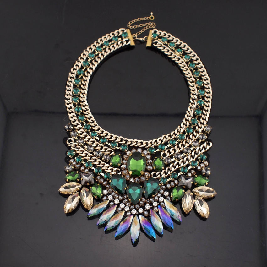Brand Women Party Exaggerate Accessories Luxury Choker Multicolor Crystal Bead Collar Statement Necklaces Maxi Jewelry