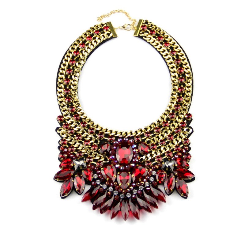 Brand Women Party Exaggerate Accessories Luxury Choker Multicolor Crystal Bead Collar Statement Necklaces Maxi Jewelry