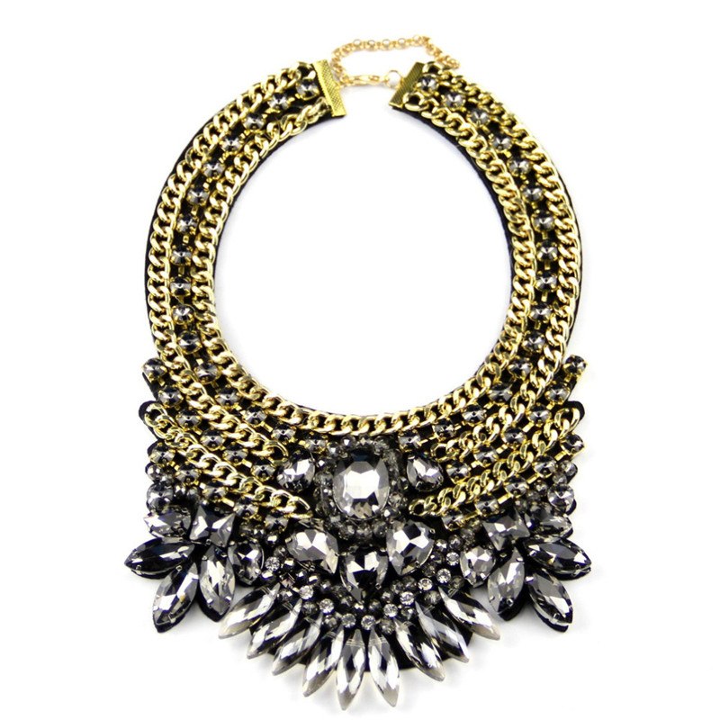 Brand Women Party Exaggerate Accessories Luxury Choker Multicolor Crystal Bead Collar Statement Necklaces Maxi Jewelry